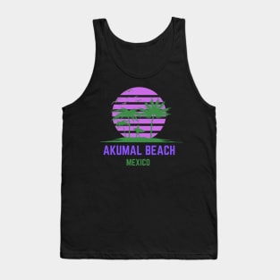 Retro Cool Akumal Beach Mexico Sunset Tank Top